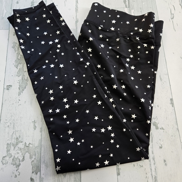 Terez - Black Silver  Mini Star Foil UpLift Leggings - Size XLarge EUC - Picture 6 of 11